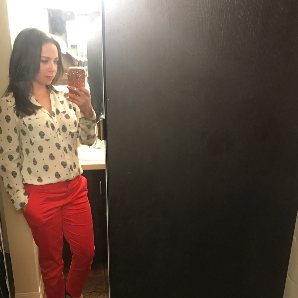 Express 3/4 Long Sleeve Top Ivory Blk Paisley